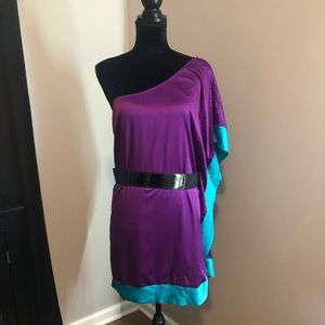 NWT One shoulder asymmetrical color block dress!